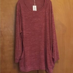 Dolnine rust colored plus size long soft knit top